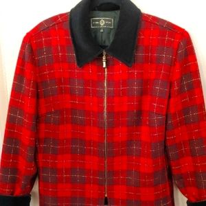 St. John Red and Black Plaid Blazer